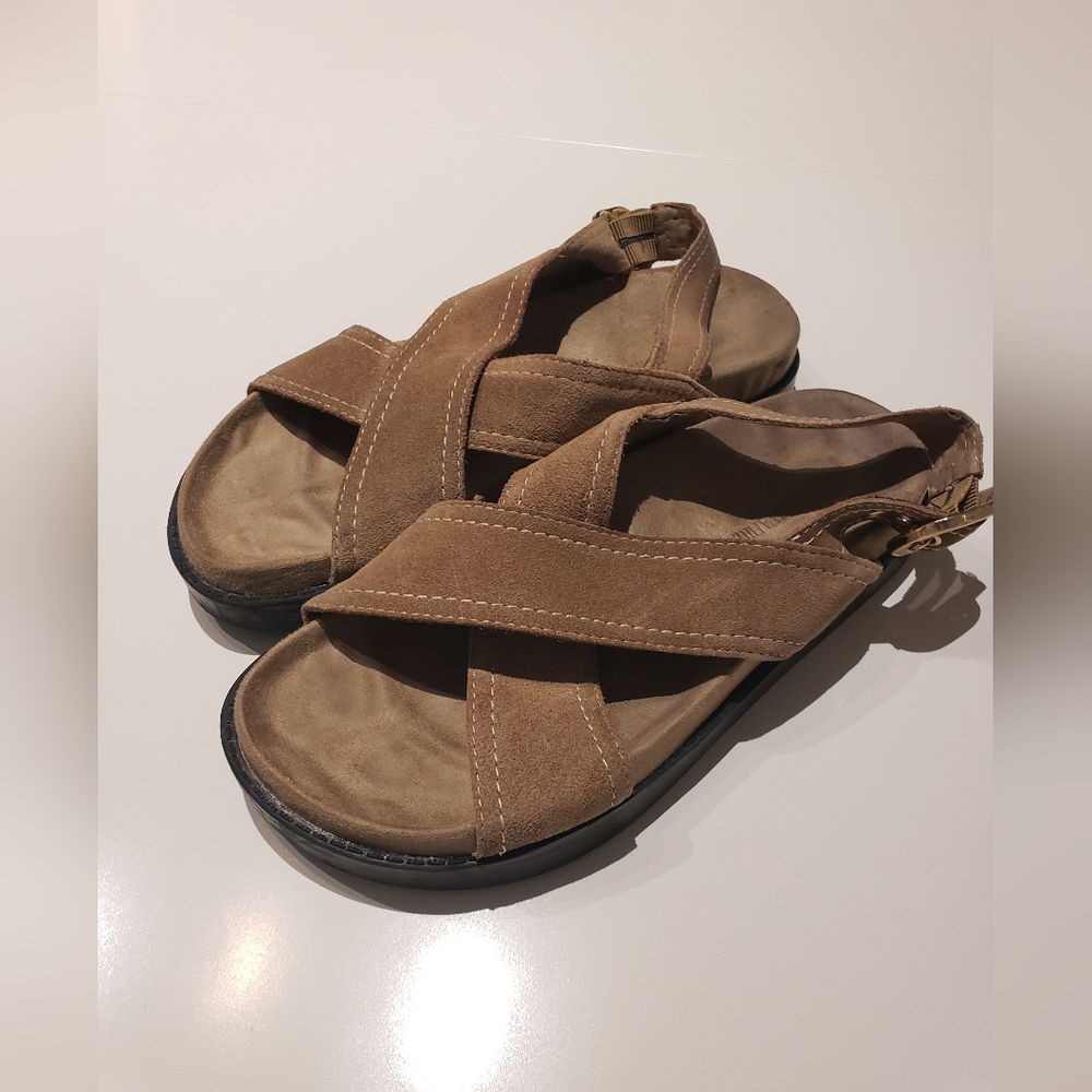 Brown Suede Sandals Women Size 36. Or 5.5-6 stradivarius